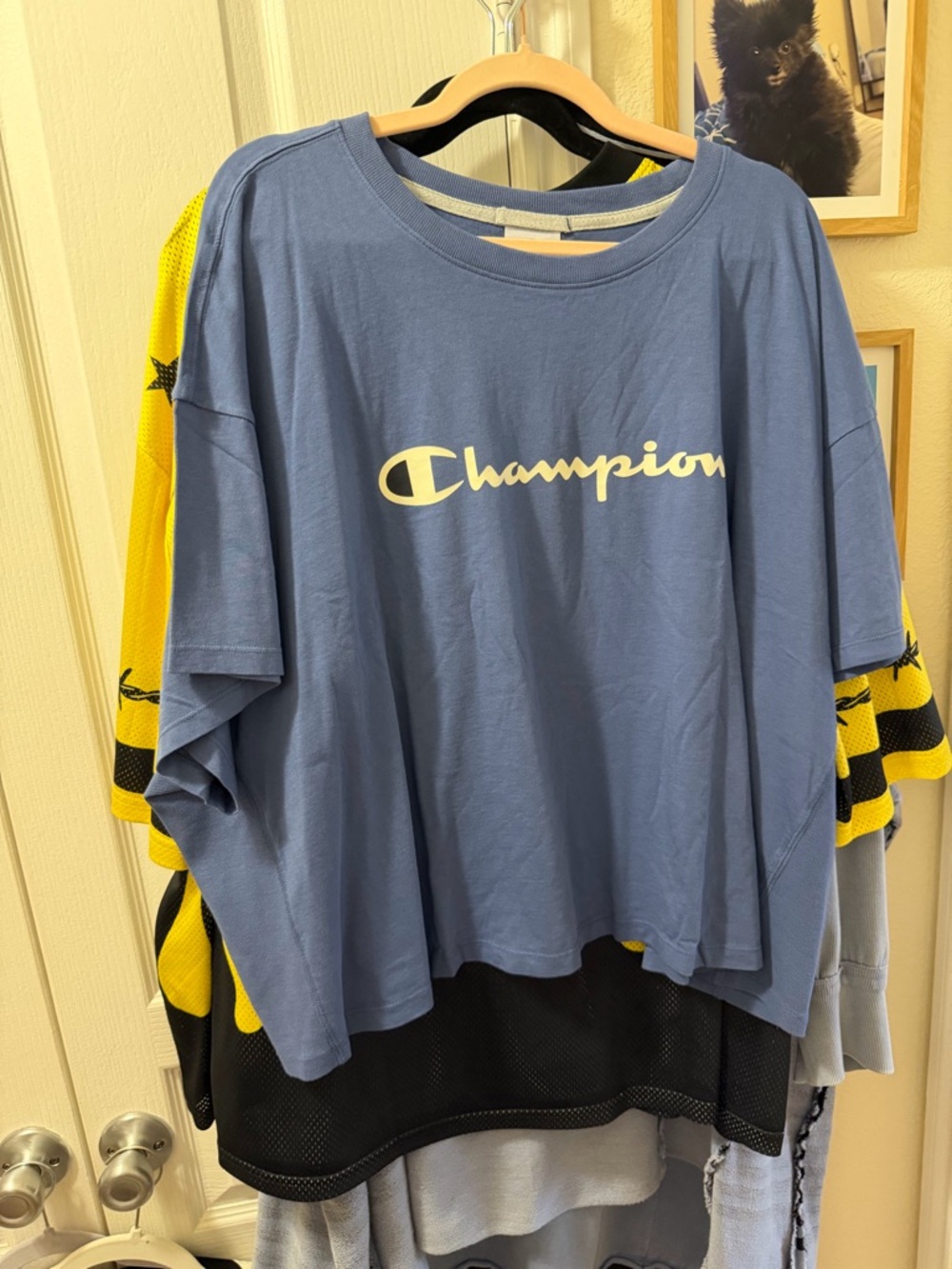 Champion - Cropped Slate Blue Logo Tee